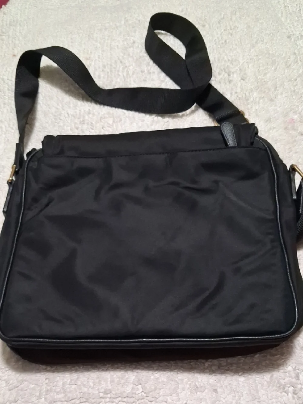Michael Kors Black Nylon Messenger Bag with Gold Logo
